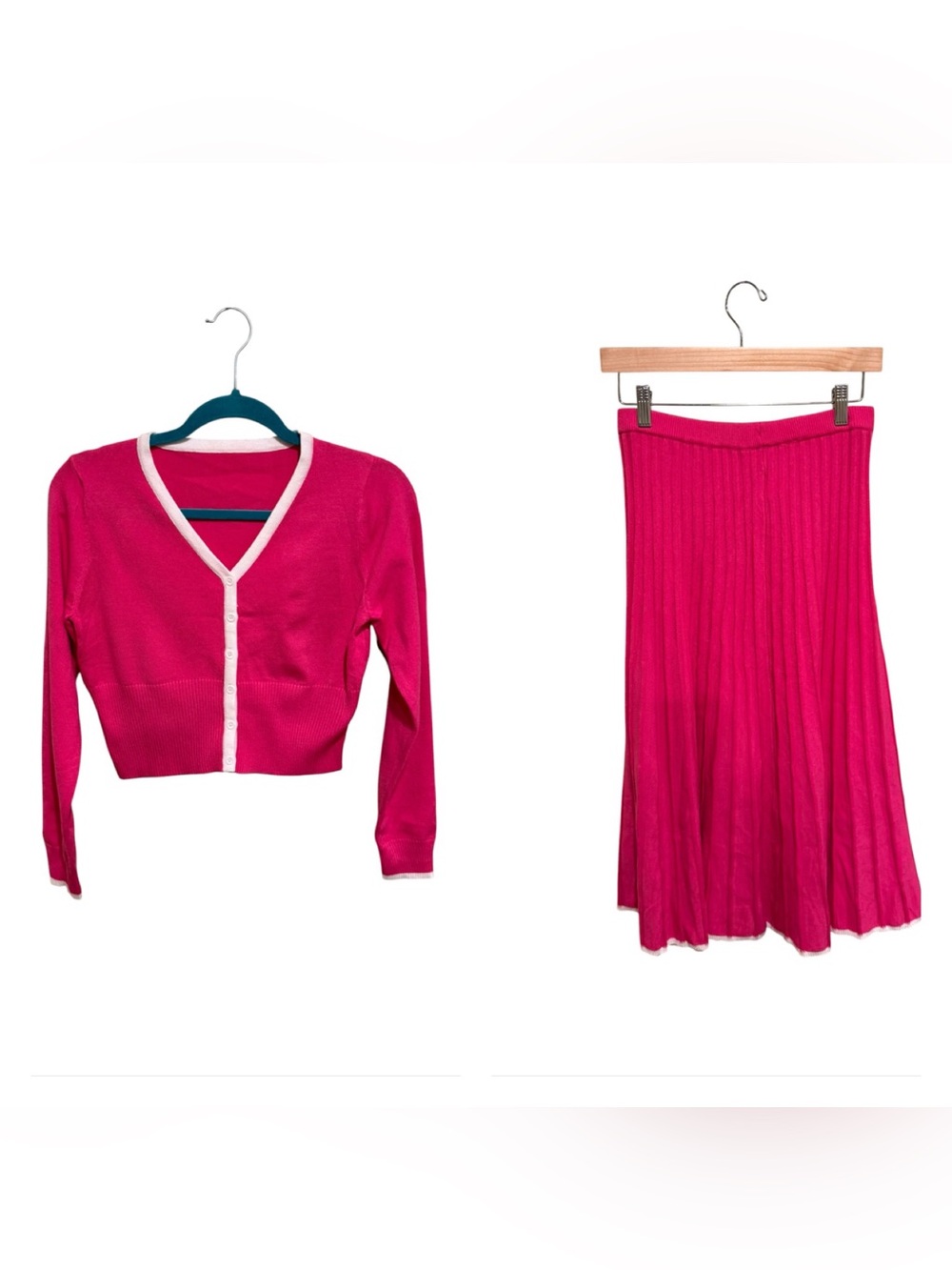 NWOT Women’s Hot Pink Knit Skirt and Sweater Set- Stylish Everyday Wear - Size S